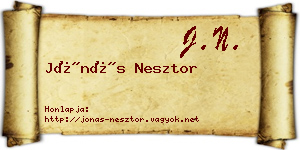 Jónás Nesztor névjegykártya